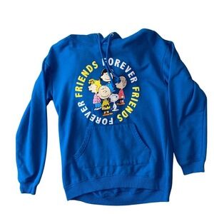Peanuts Snoopy Hoodie Blue Forever Friends Graphic Fleece Lined Youth M 7/9